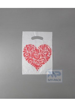 Пакет с вырубной ручкой 20х30см, "Сердце" (15 мкм)