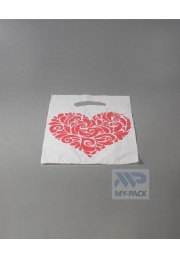 Пакет с вырубной ручкой 20х30см, "Сердце" (15 мкм)