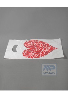 Пакет с вырубной ручкой 20х30см, "Сердце" (15 мкм)