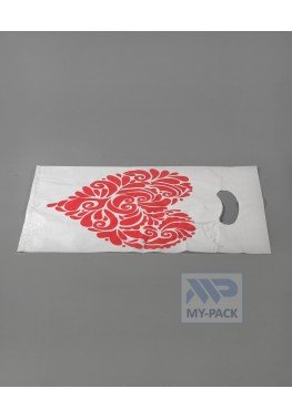 Пакет с вырубной ручкой 20х30см, "Сердце" (15 мкм)