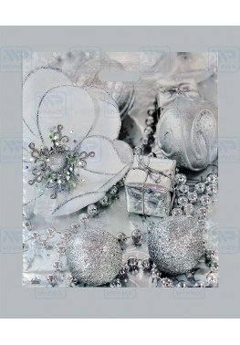 Новогодние пакеты 38см*45см*60мкм, ПВД "Серебряный цветок"