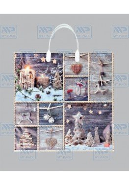 Новогодний пакет 37см*36см(+5)*100мкм, ПВД "Поделки Новогодние"
