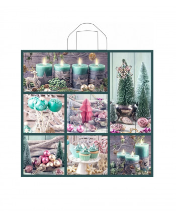 Подарочный пакет 42см*44см(+3)*70мкм, ПВД "Коллаж-свечи"