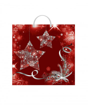 Новогодний пакет 37см*36см(+5)*100мкм, ПВД "Бордо"