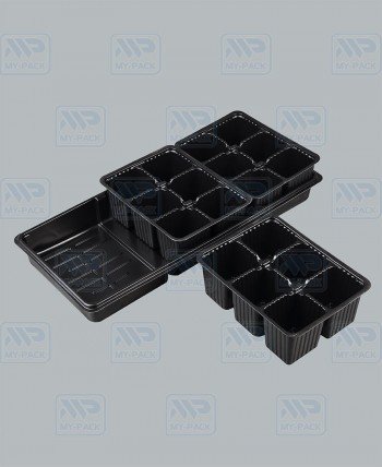 Комплект: поддон (446ммх240ммх66мм)+3 кассеты для рассады 6 ячеек (178ммх136ммх63мм)