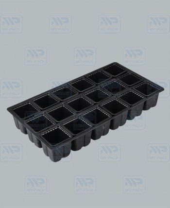 Комплект: Кассета транспортировочная на 18 ячеек + 18 горшков (70ммх70ммх70мм)