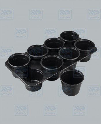 Комплект: поддон для круглых горшков + 8 круглых горшков 110мм