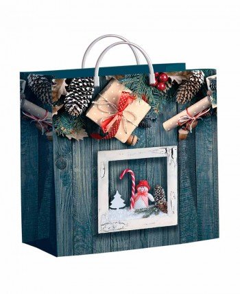 Новогодние пакеты с ручкой 30см*30см*140мкм, ламинат "Рамочки-поздравления"